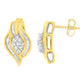 10K Yellow Gold 1/3 cttw Round-Cut Diamond Cluster and Swirl Stud Earrings (J-K Clarity, I2-I3 Color)