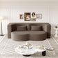 Modern Floor Sofa With Two Pillows Convertible Teddy Fabric Foam Filled Bed