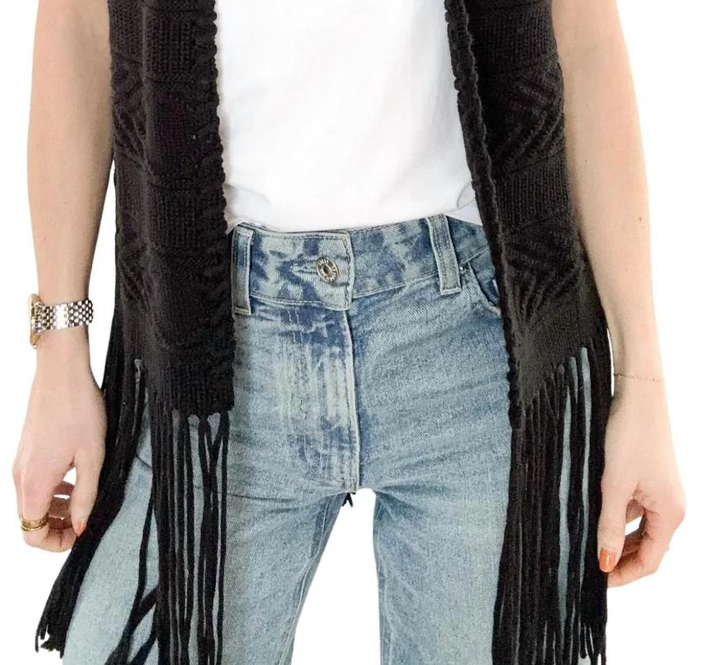 Autumn Cashmere - Diamond Stitch Fringe Vest