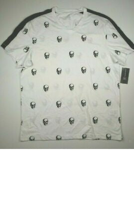 INC International Concepts Men's Skull Graphic V-Neck T-Shirt White Size Extra Large