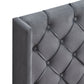 Velvet Button Tufted Upholstered Bed with Wings Design - Queen