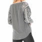Apny - Peasant Melange Embroidered Top