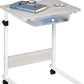 Adjustable Overbed Bedside Table with Wheels (Hospital and Home Medical Use)
