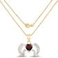 14K Yellow Gold Plated 1.05 Carat Genuine Garnet and White Topaz .925 Sterling Silver Pendant