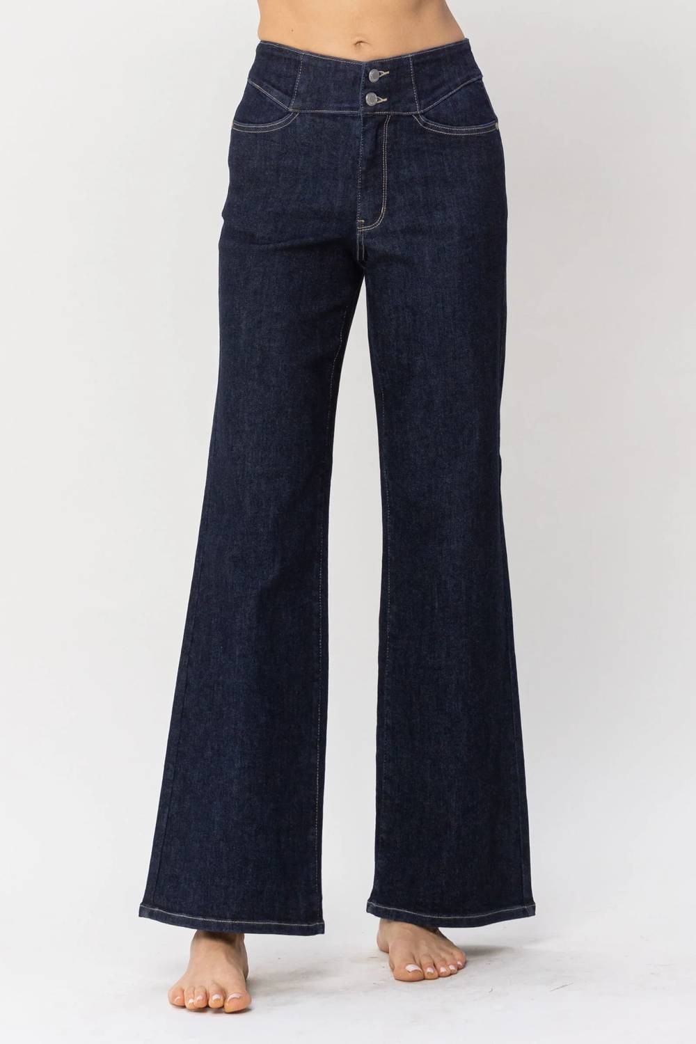 Judy Blue - High Waist Rinse Geometric Wide Leg Jean