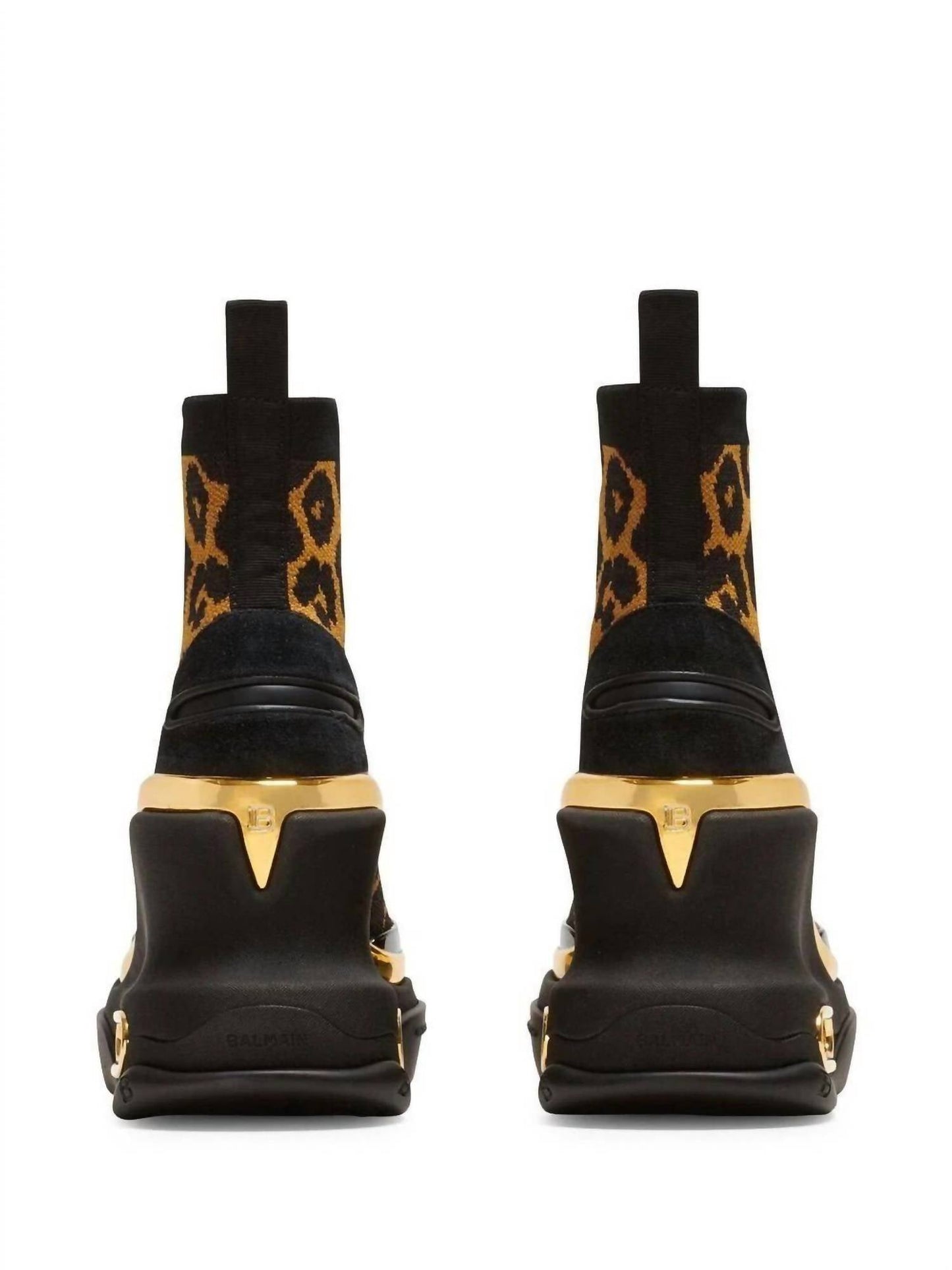 Balmain - महिलाओं के लेपर्ड बी-बोल्ड वेज हाई-टॉप स्नीकर्स