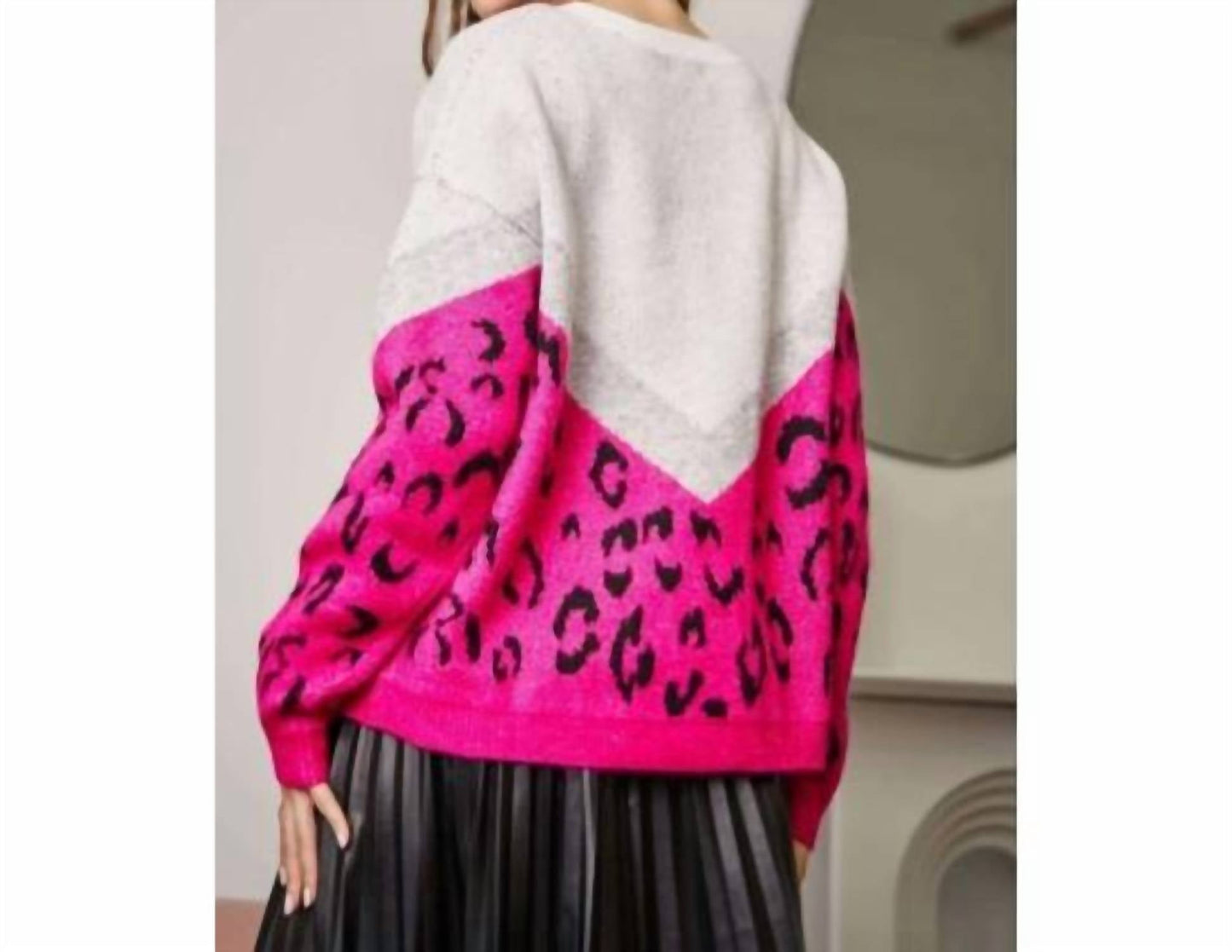 Adora - Color Block Leopard Sweater