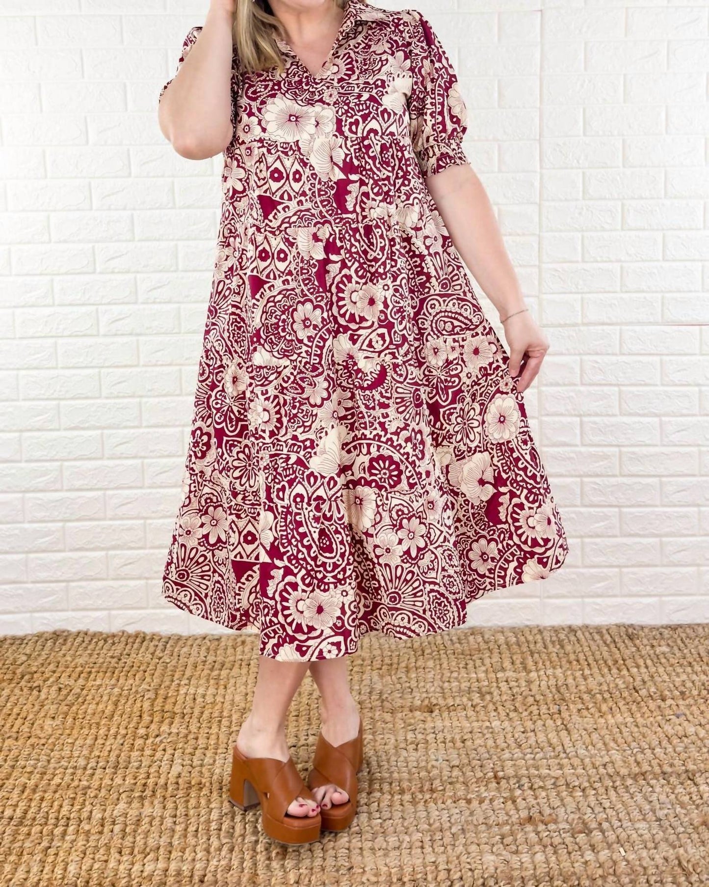 Umgee - Floral Paisley Midi Dress