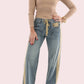 Ee:Some - Mineral Washed Drawstring Side Stripe Jeans