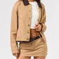 Blue Blush - Corduroy Collar Bomber Jacket