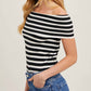 Bluivy - Seaside Off The Shoulder Striped Knit Top
