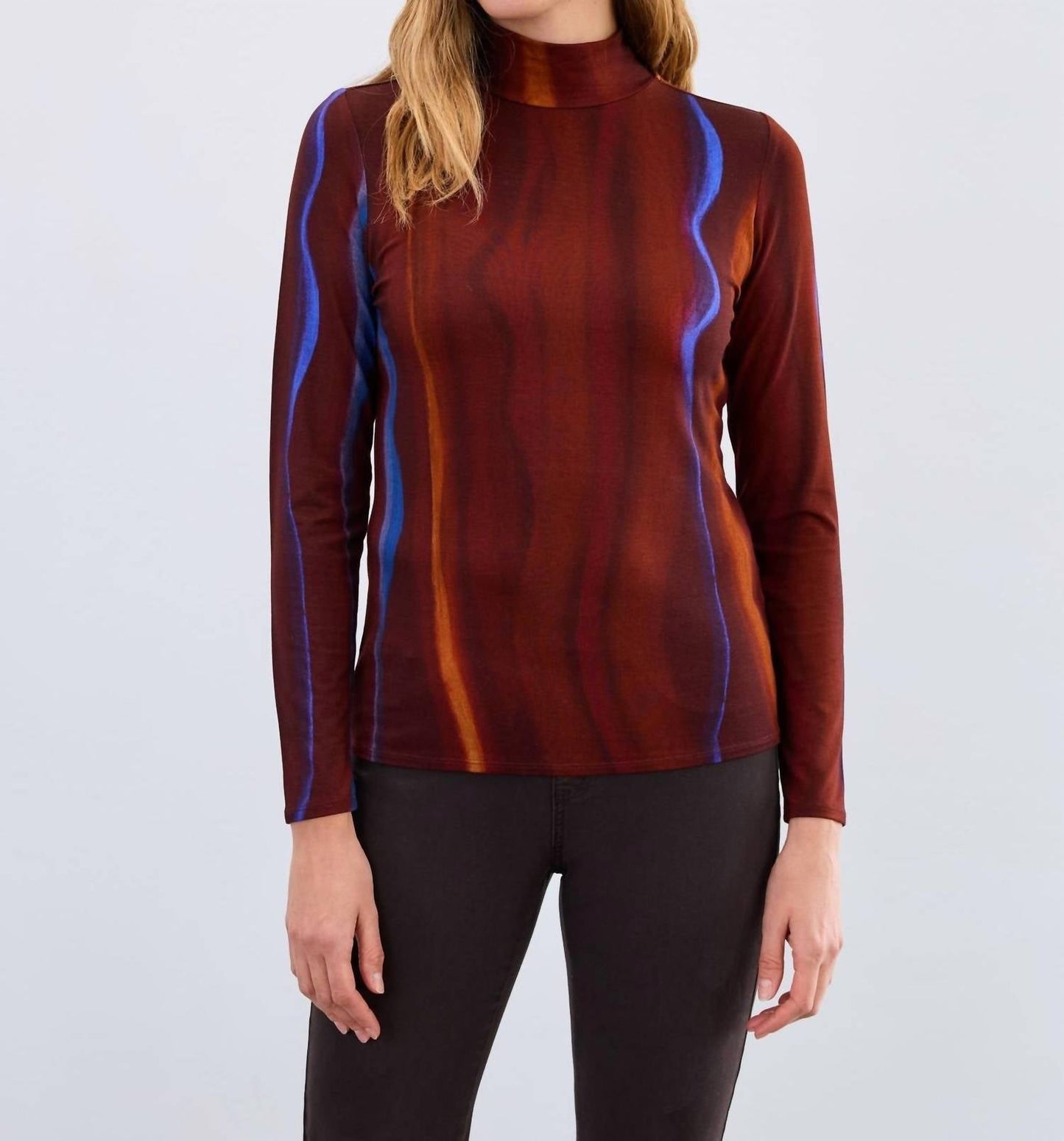Fdj - Long Sleeve Printed Mock Neck Top