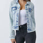 Trendsi - Risen Button Up Washed Denim Jacket