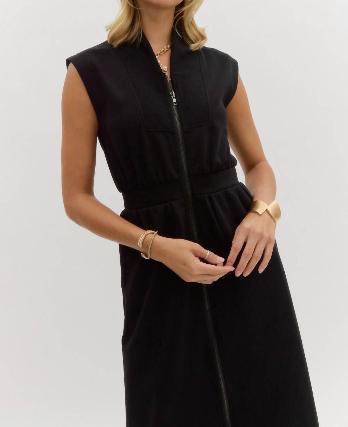 Entro - Sleeveless Zip Up Midi Dress