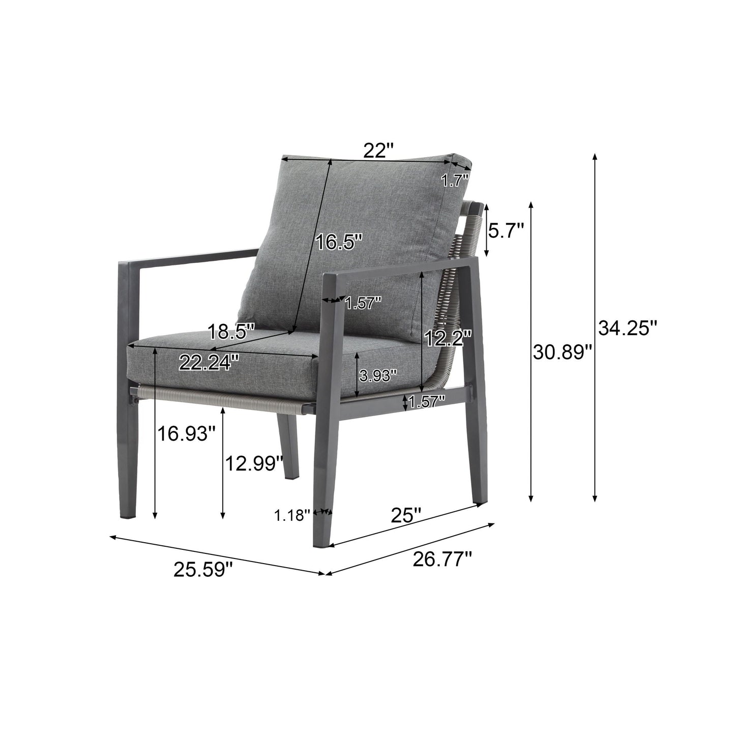 Modern Lounge Chair With Rope Accents And Cushions