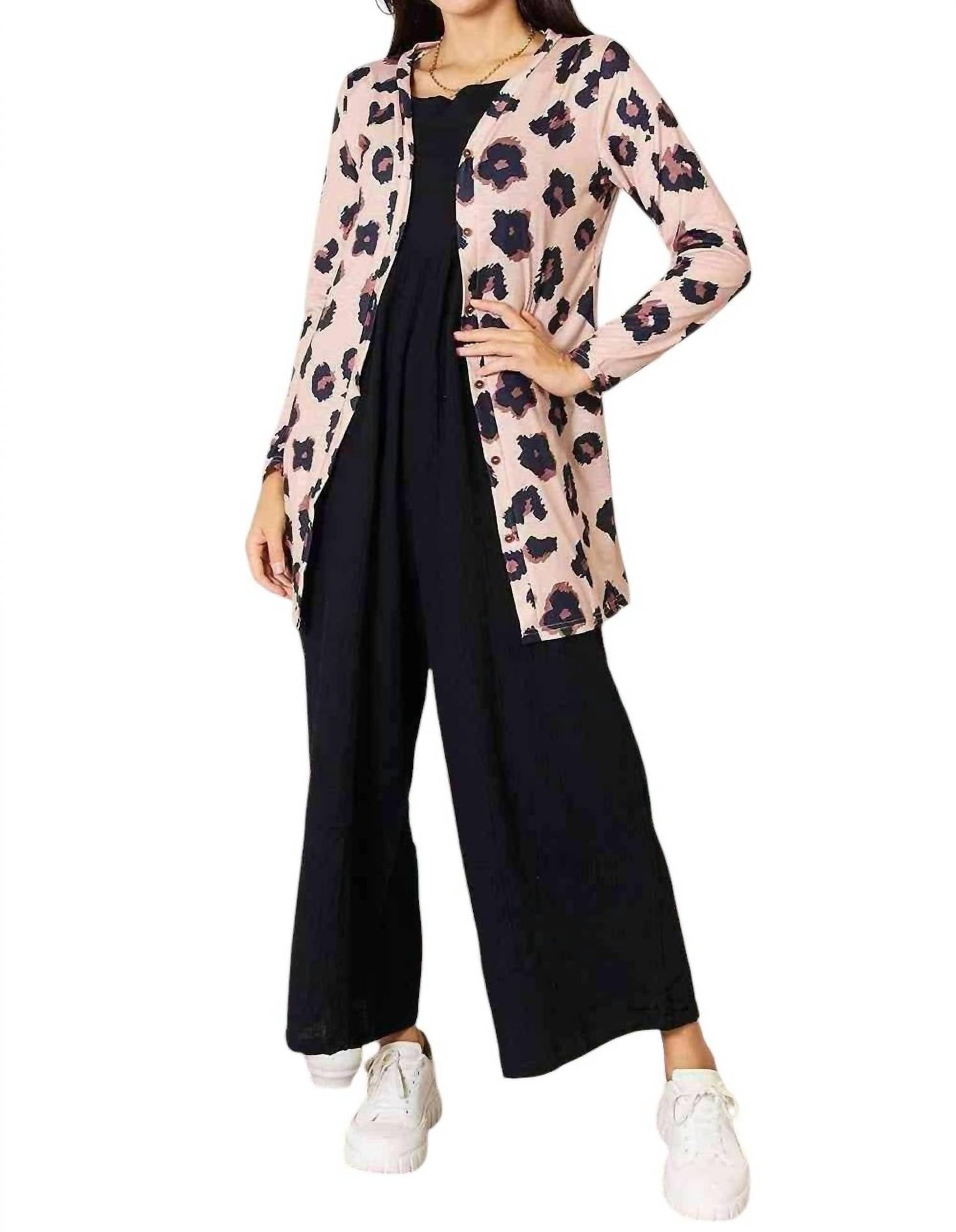 Double Take - Chic Button-up Cardigan With Print