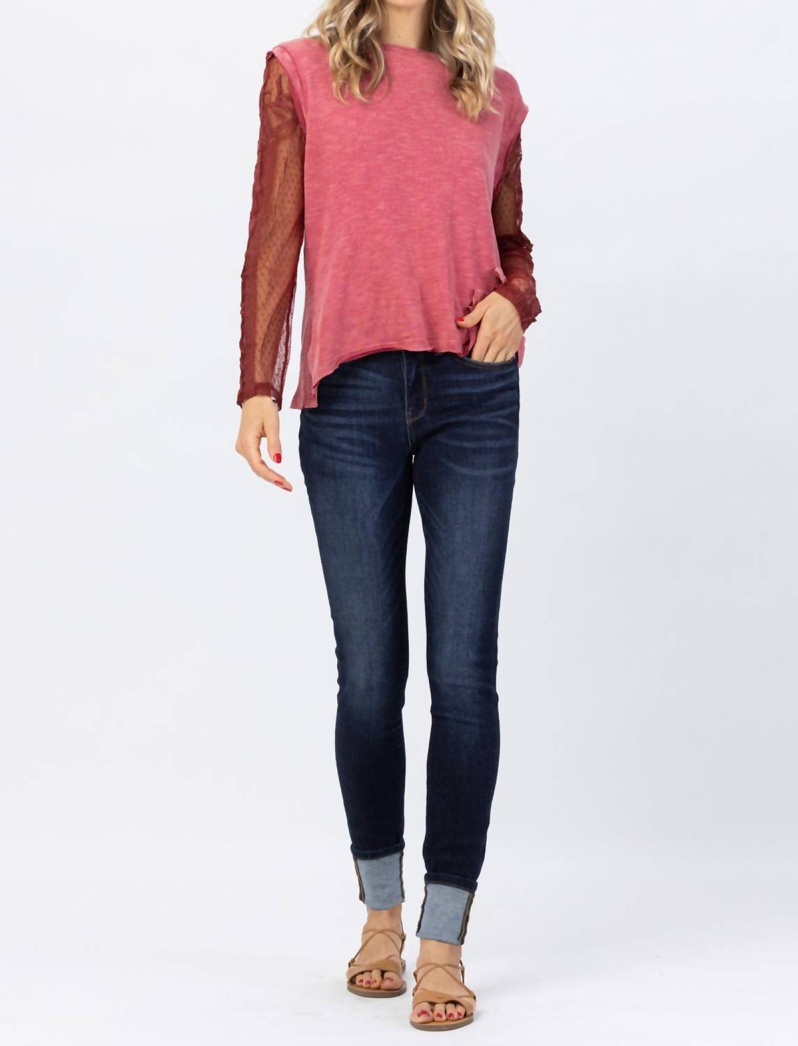 Judy Blue - Mid Rise Long Inseam Skinny Denim Jeans