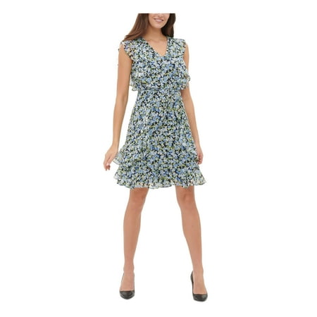 tommy-hilfiger-womens-navy-floral-cap-sleeve-fit-flare-dress