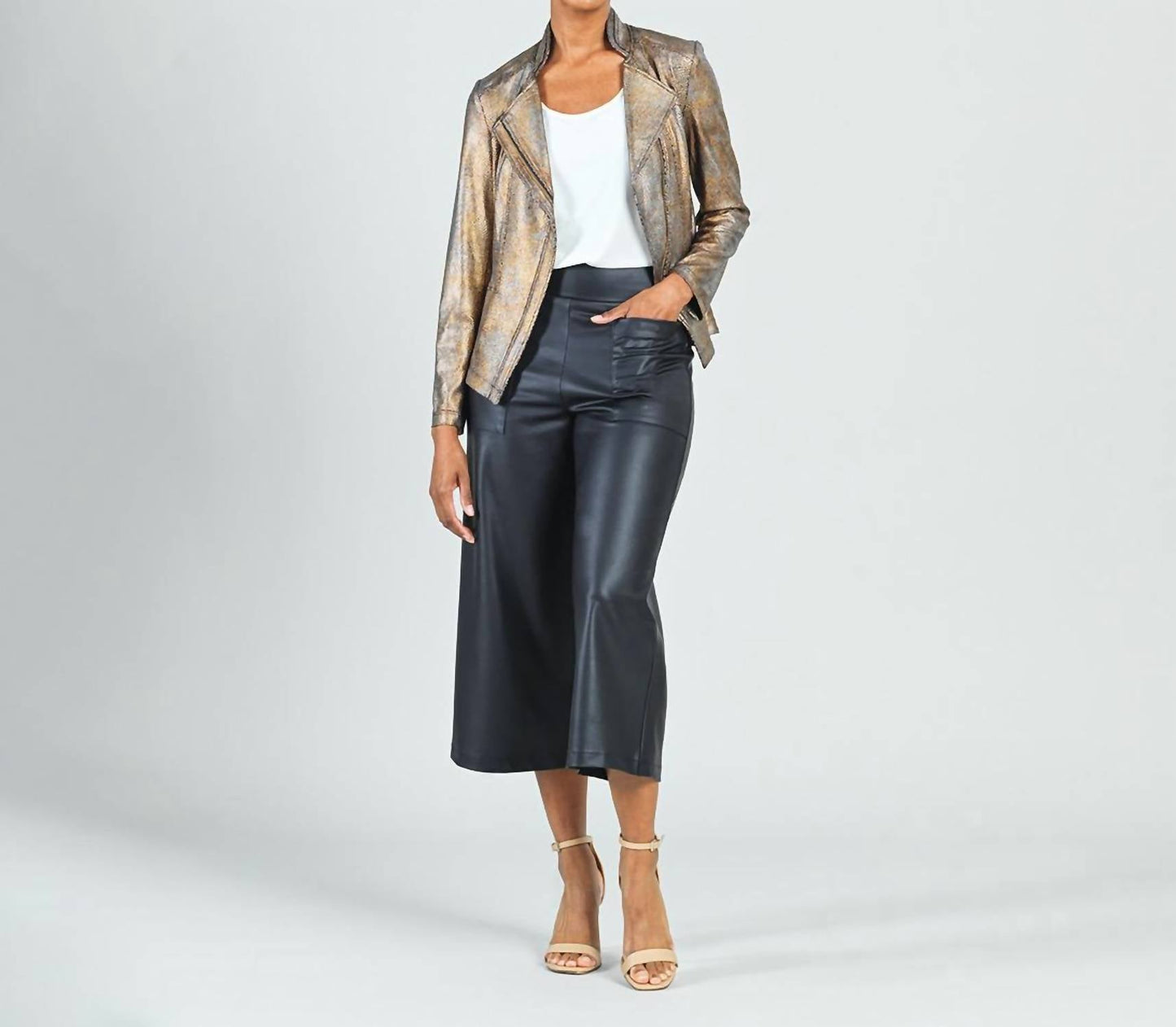 Clara Sunwoo - Metallic Liquid Leather Textured Signature Jacket