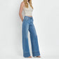 Vervet By Flying Monkey - हाई राइज़ रॉ हेम वाइड लेग ए-लाइन जींस