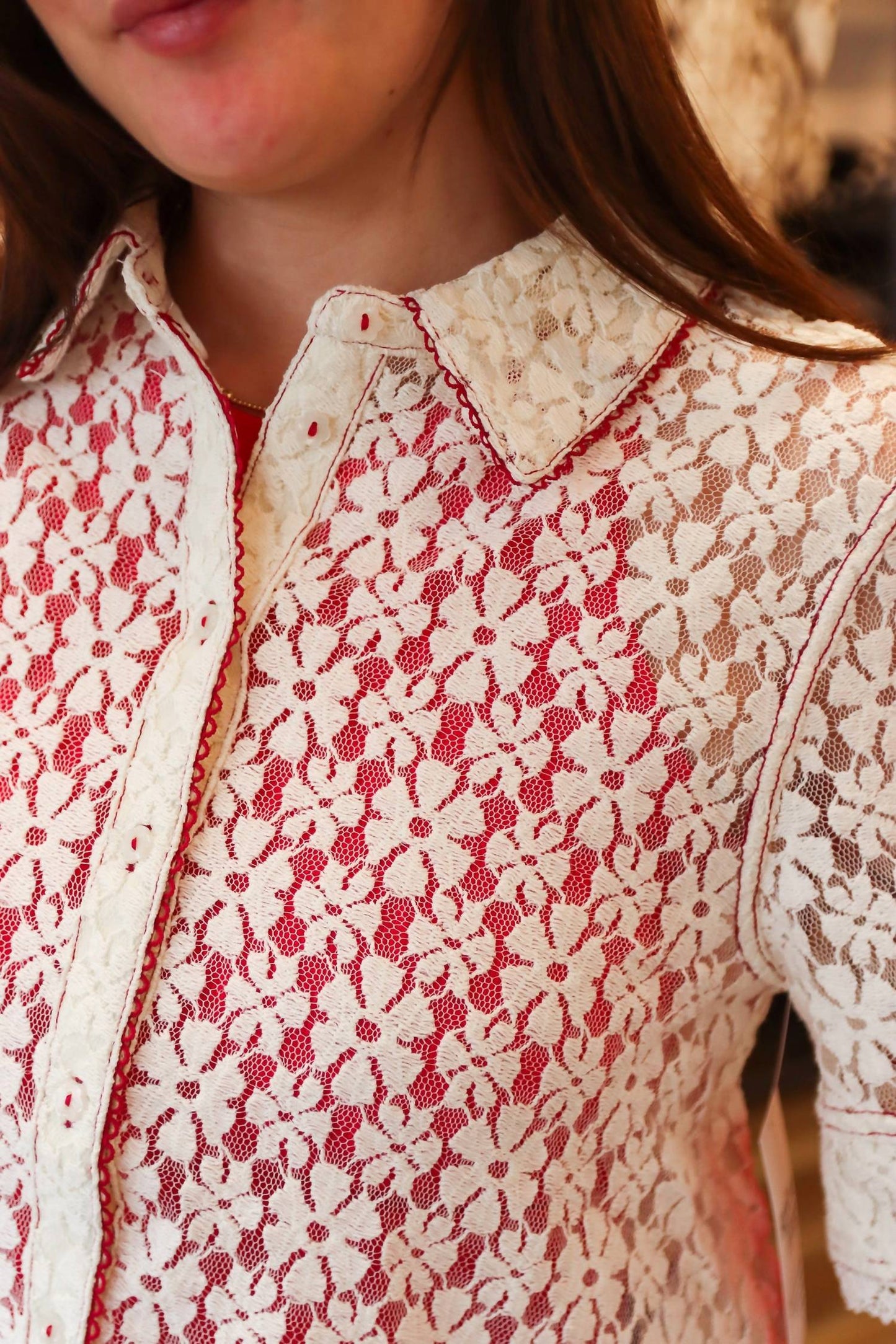 Free People - Mannie Lace Button Down Top