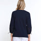 Multiples - DRAWSTRING EYELET SLEEVE TOP
