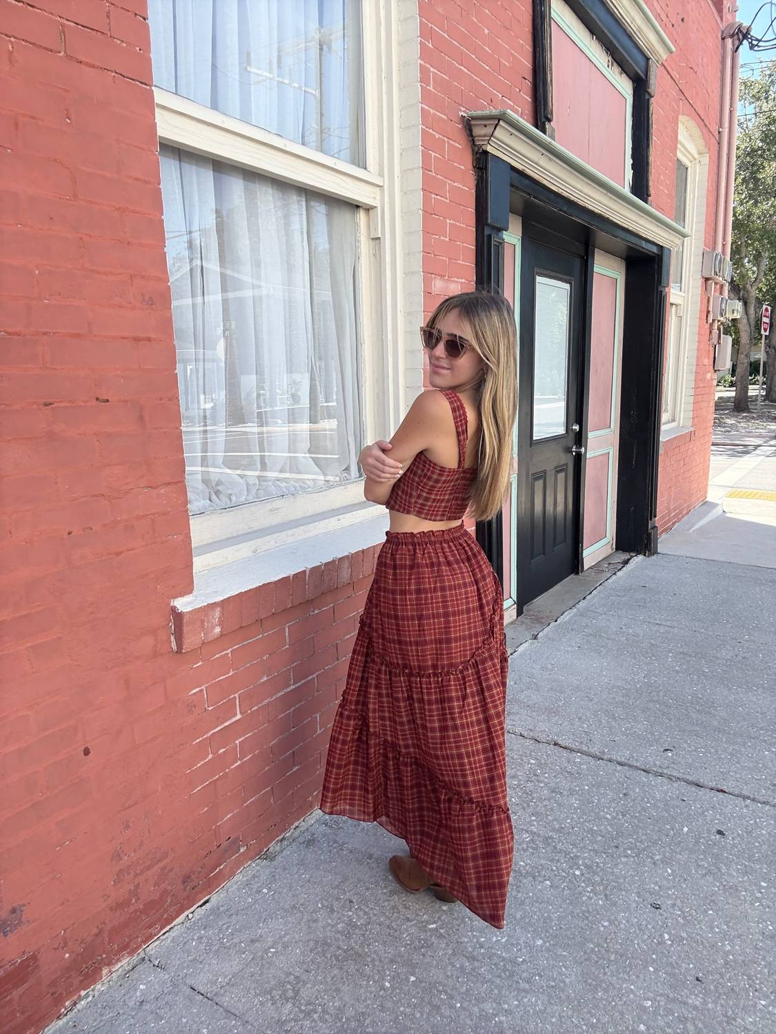 Blu Pepper - Plaid Midi Skirt