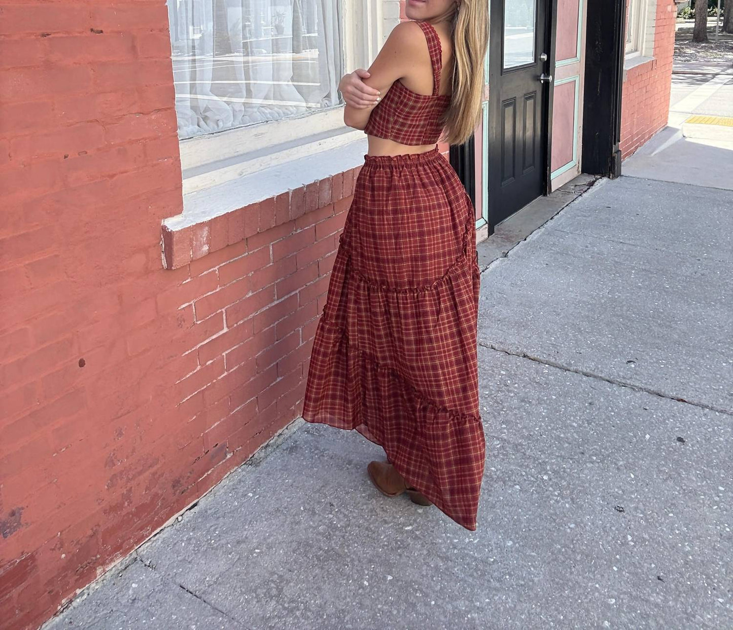 Blu Pepper - Plaid Midi Skirt