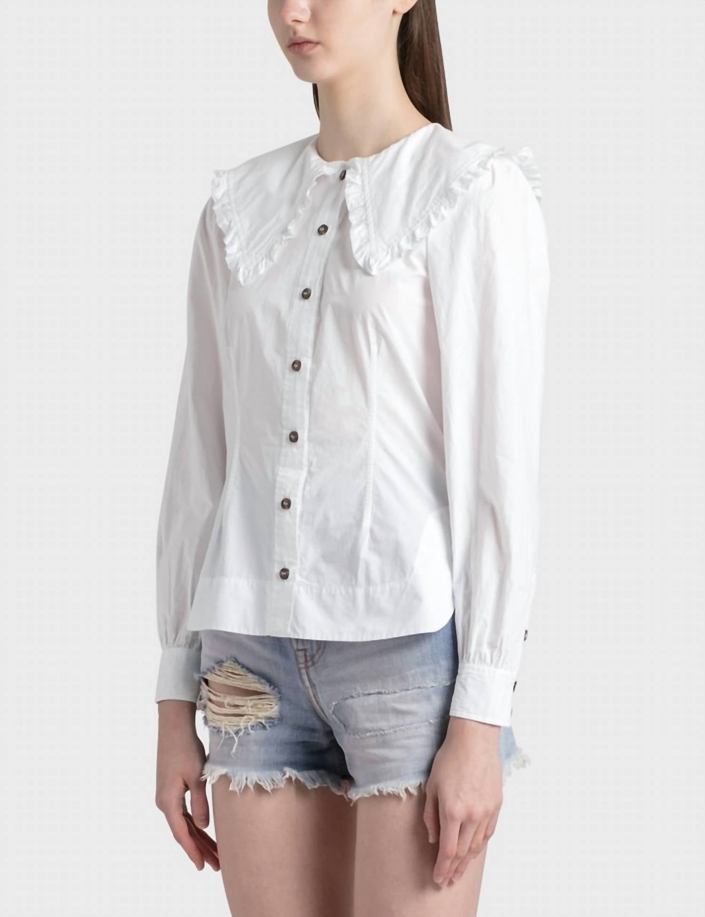 Ganni - Cotton Poplin Fitted Shirt