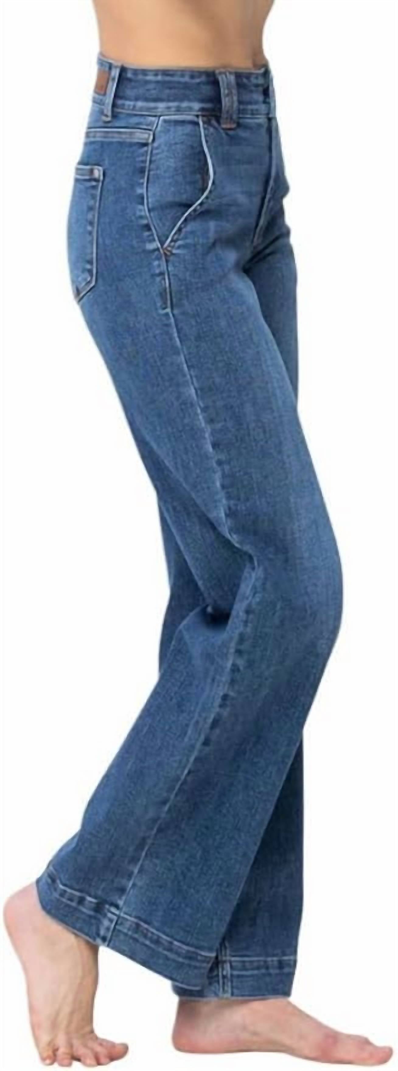 Judy Blue - High Waist Double Button Wide Leg Denim Jeans