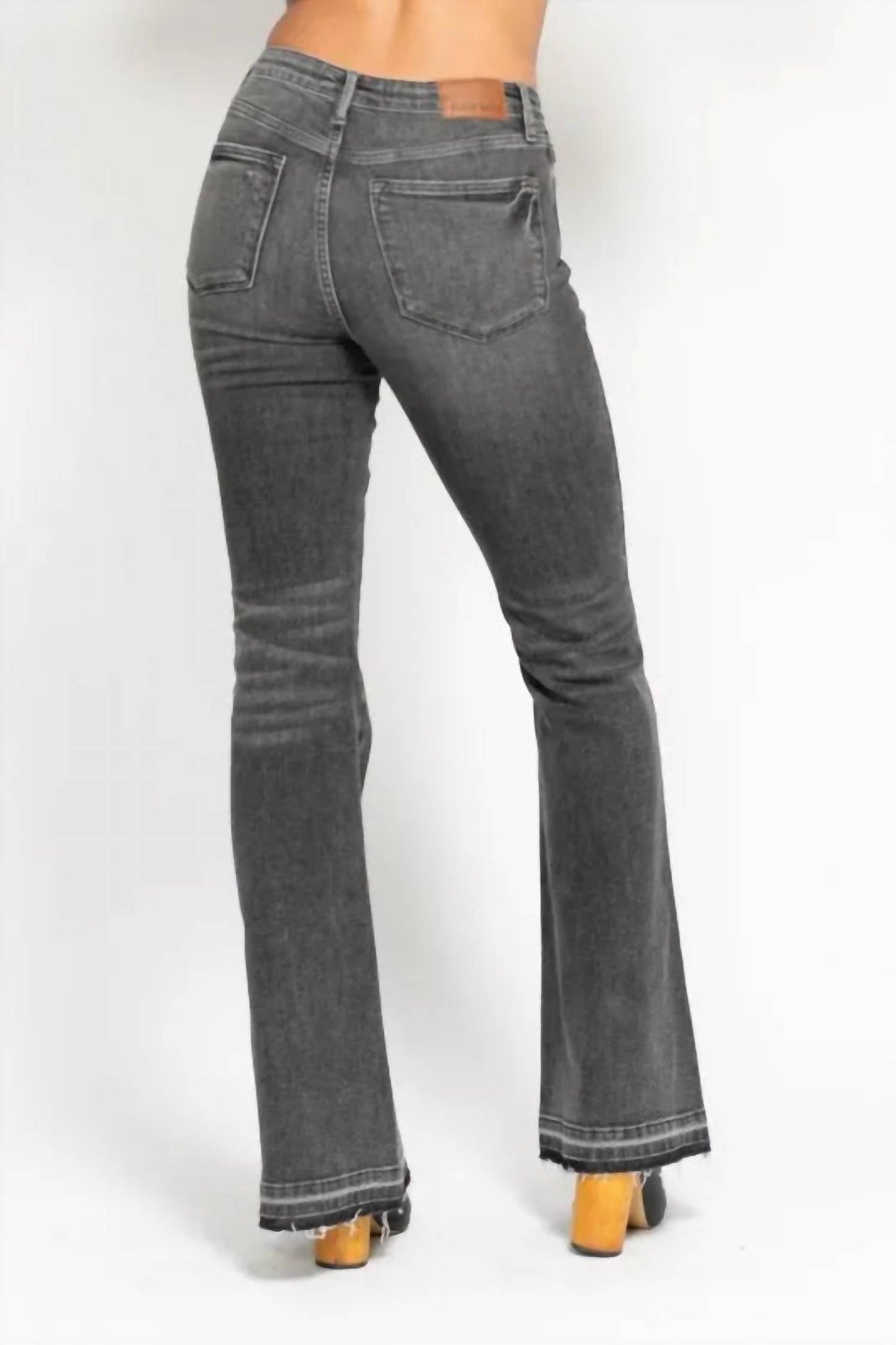 Judy Blue - Full Size Midi Rise Tummy Control Release Hem Flare Jeans