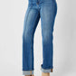 Judy Blue - High Waist Front Seam Detail & Cuffed Straight Jeans