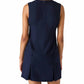 Steve Madden - Henley V Neck Drop Waist Pleated Mini Dress