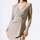 Joseph Ribkoff - Sparkle Knit Long Sleeve Wrap Gown