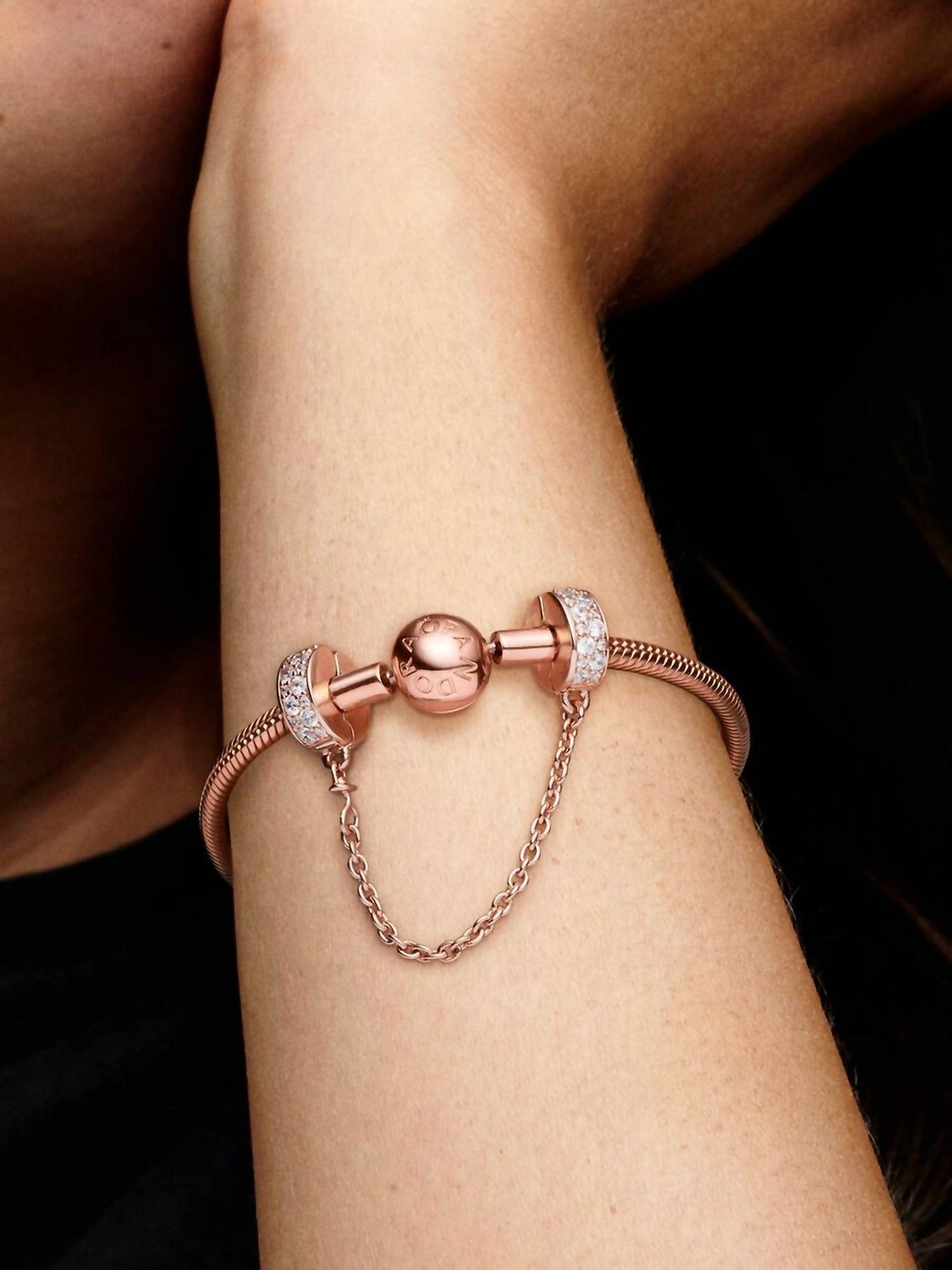 Pandora - Clear Pav Safety Chain Clip Charm