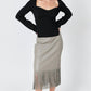 Endless Rose - Faux Leather Fringe Midi Skirt