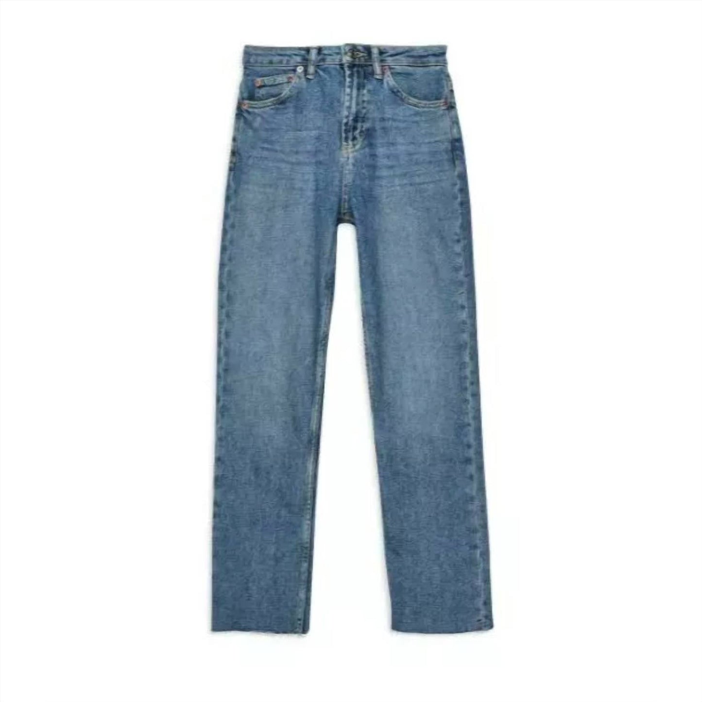 Topshop - High Rise Raw Hem Cropped Straight Leg Denim