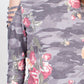 12Pm By Mon Ami - Floral Cold Shoulder 3/4 Sleeve Top
