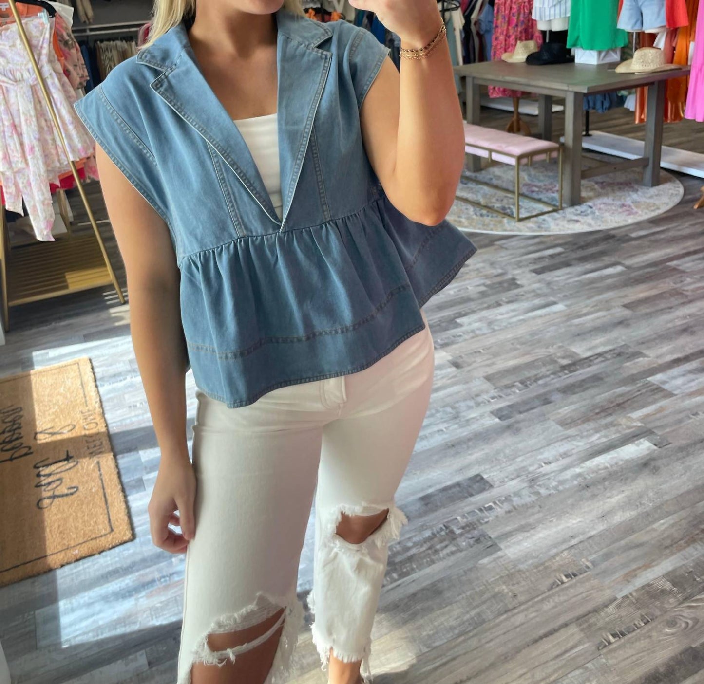 &Merci - Denim Babydoll Top
