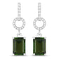 2.28 Carat Genuine Green Tourmaline and White Diamond 14K White Gold Earrings