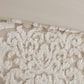 King/Cal King 3 Piece Tufted Cotton Chenille Damask Duvet Cover Set