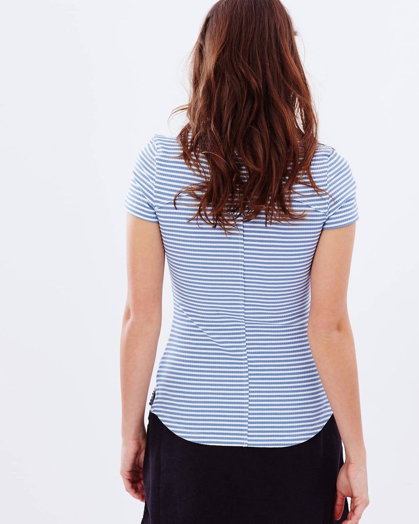 Free People - Stripe Cut Out Short Sleeve Tee