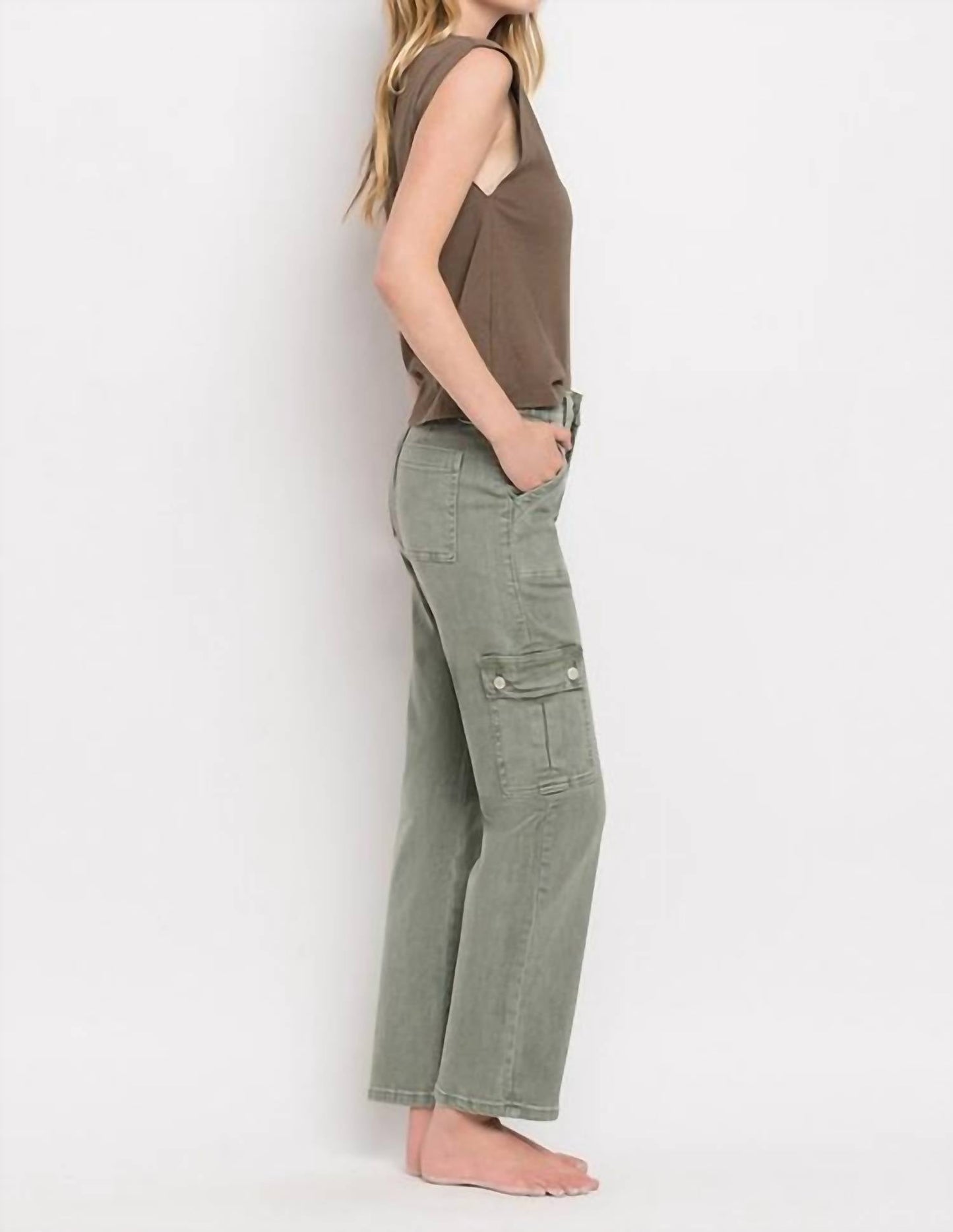 Vervet By Flying Monkey - High Rise Cargo Straight Jeans