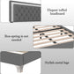 3-Pieces Bedroom Set, Queen Size Upholstered Platform Bed with LED Lights and Two Nightstands - Gray