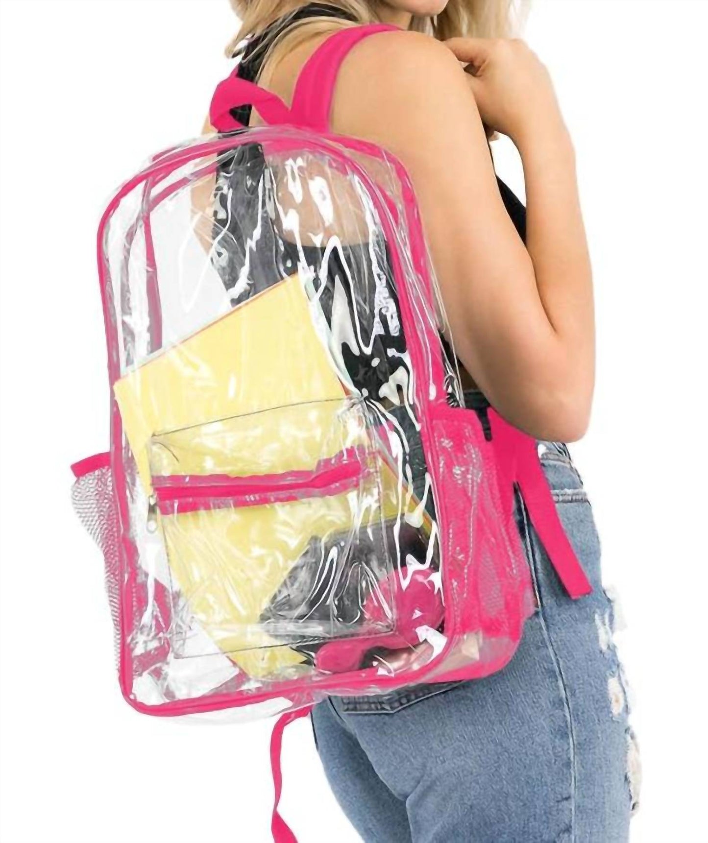 Cap Zone - Women's Extra Large Outlined Clear PVC Backpack