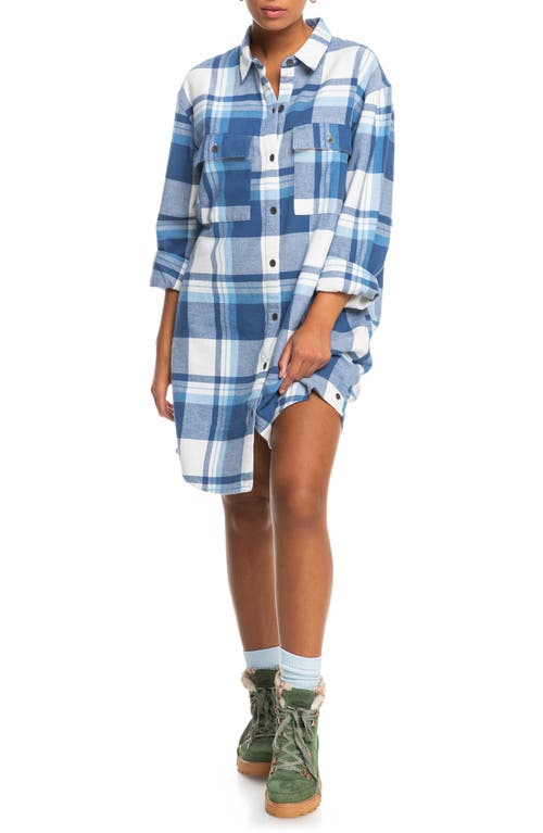 Roxy Running Seasons Plaid Shirtdress - Snow White Check