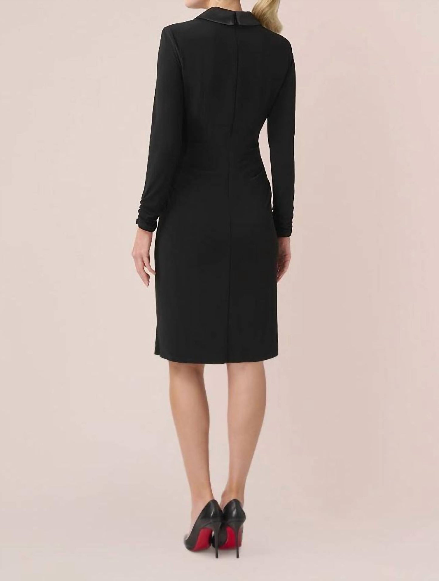 Adrianna Papell - Jersey And Satin Short Sheath Tuxedo Dress