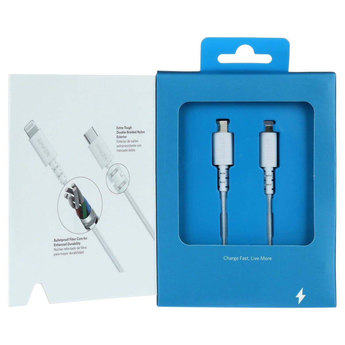 एन्कर पावरलाइन सेलेक्ट + USB-C केबल लाइटनिंग कनेक्टर के साथ, 6 फ़ीट, Apple MFi सर्टिफाइड - सफ़ेद