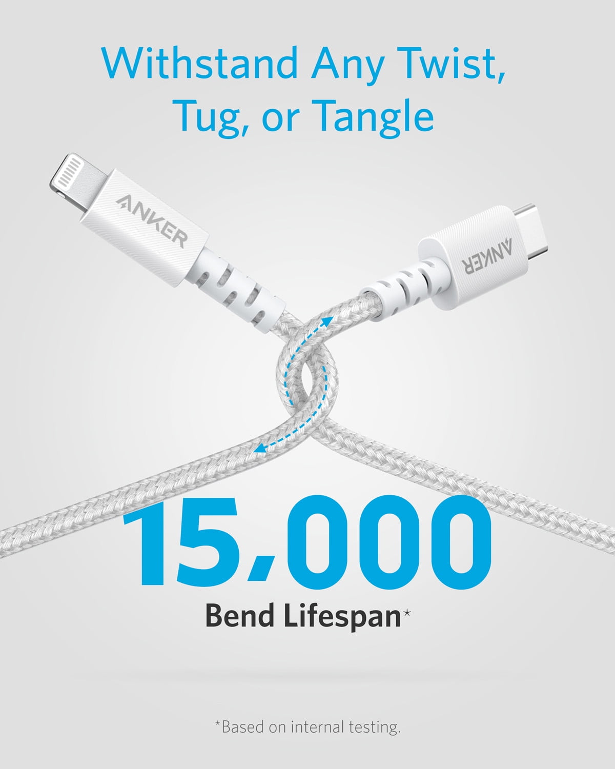 एन्कर पावरलाइन सेलेक्ट + USB-C केबल लाइटनिंग कनेक्टर के साथ, 6 फ़ीट, Apple MFi सर्टिफाइड - सफ़ेद
