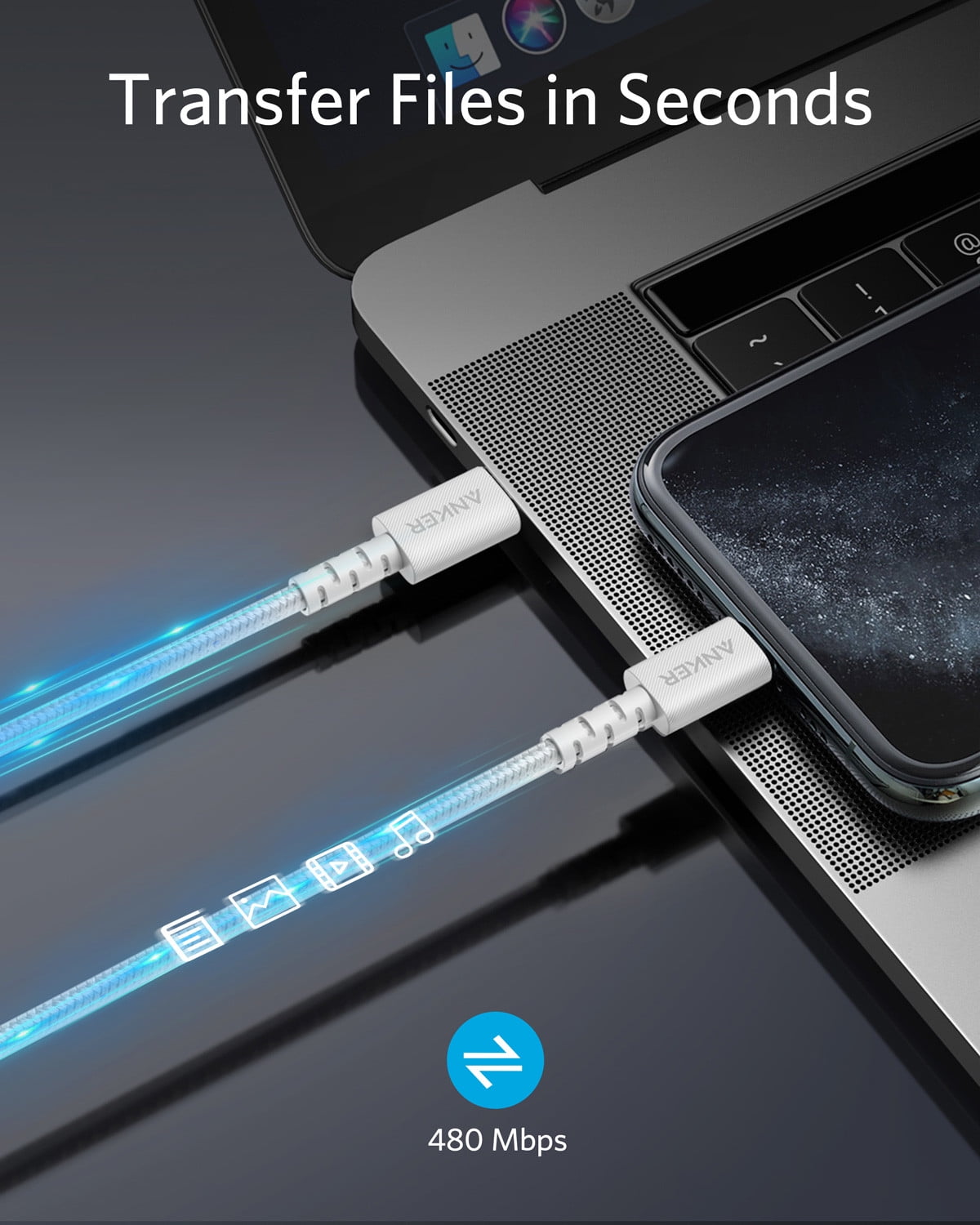 एन्कर पावरलाइन सेलेक्ट + USB-C केबल लाइटनिंग कनेक्टर के साथ, 6 फ़ीट, Apple MFi सर्टिफाइड - सफ़ेद